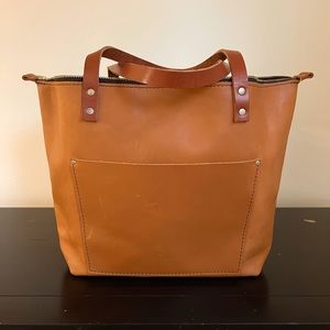 Portland Leather Goods Large Zip Tote in “Saddle”